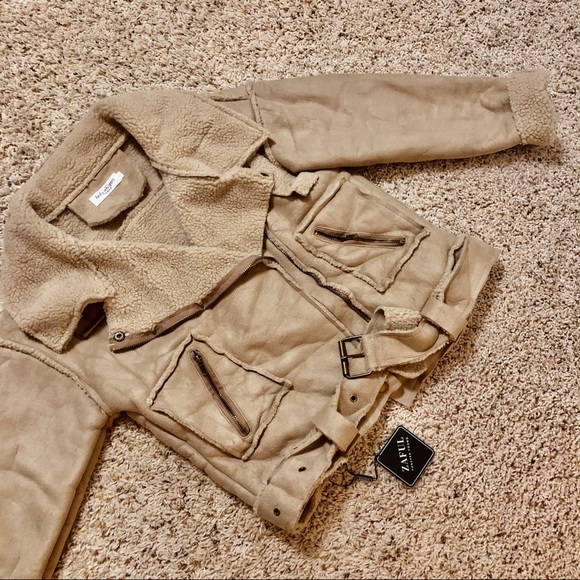 NEW - Faux Suede Belted Pocket Coat - Light Khaki - Picture 8 of 8